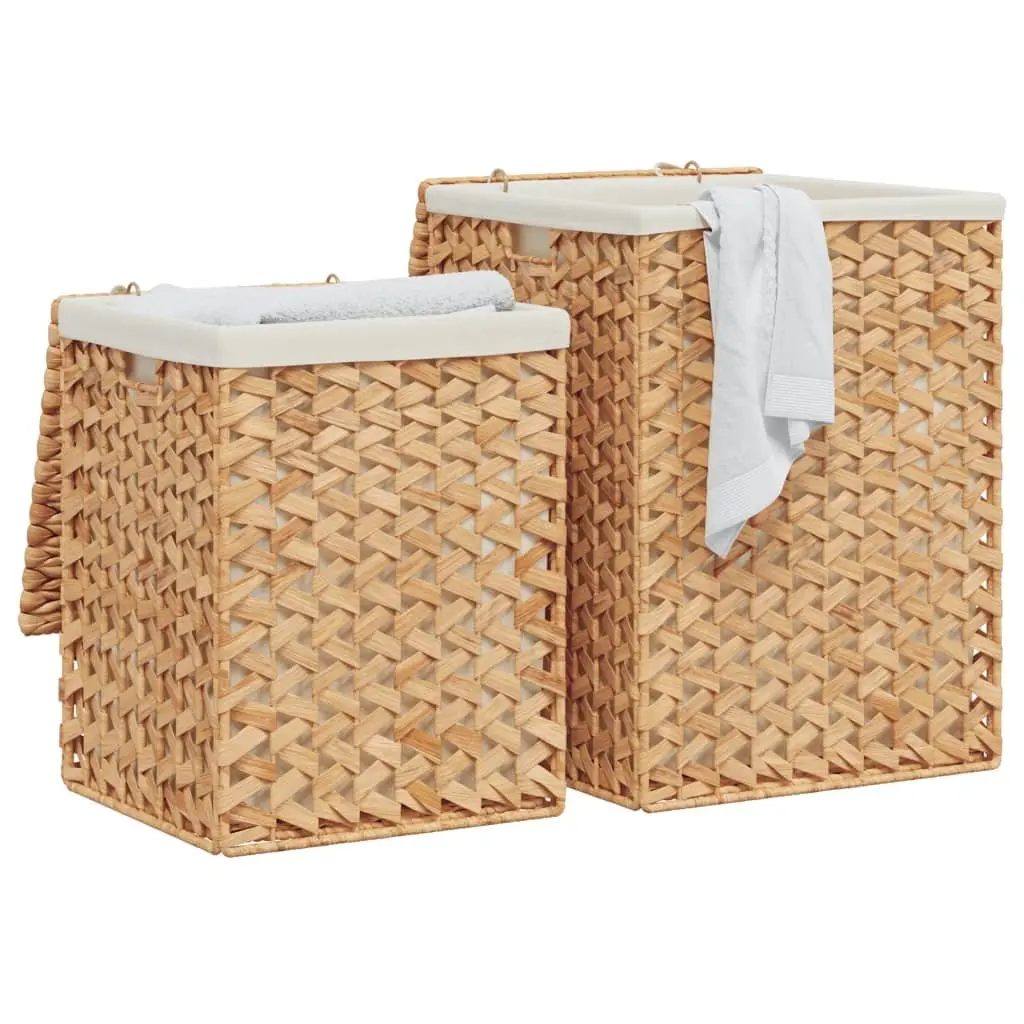 Laundry Baskets Brown 2 pcs Foldable with Lid and Handle