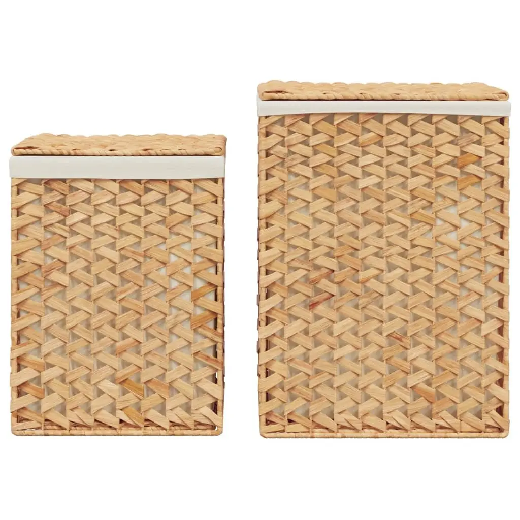 Laundry Baskets Brown 2 pcs Foldable with Lid and Handle