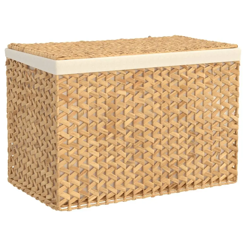Laundry Basket Brown 3 Sections Foldable Water Hyacinth Storage Hamper
