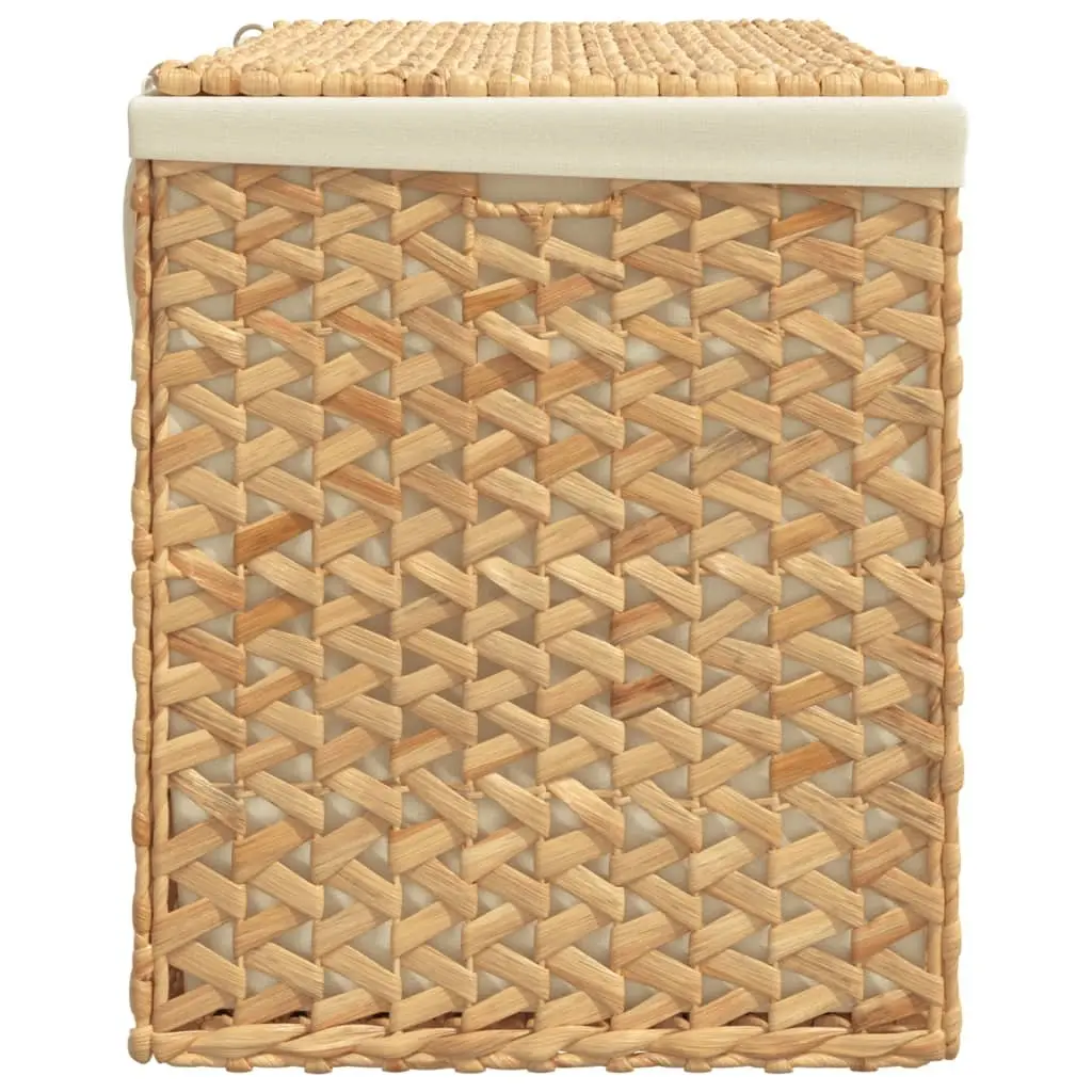 Laundry Basket Brown 3 Sections Foldable Water Hyacinth Storage Hamper