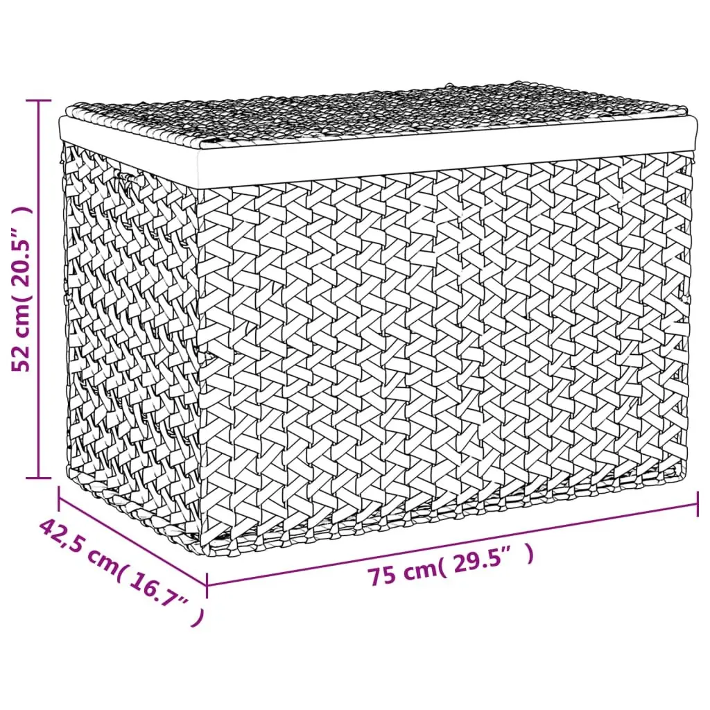 Laundry Basket Brown 3 Sections Foldable Water Hyacinth Storage Hamper