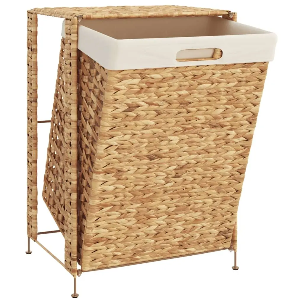 Laundry Basket Brown 44x34x64 cm Water Hyacinth Storage Hamper with Lid Handle