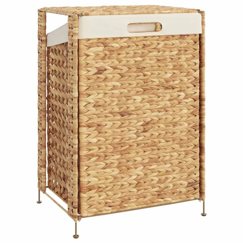 Laundry Basket Brown 44x34x64 cm Water Hyacinth Storage Hamper with Lid Handle