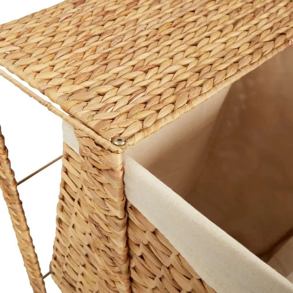 Laundry Basket Brown 44x34x64 cm Water Hyacinth Storage Hamper with Lid Handle