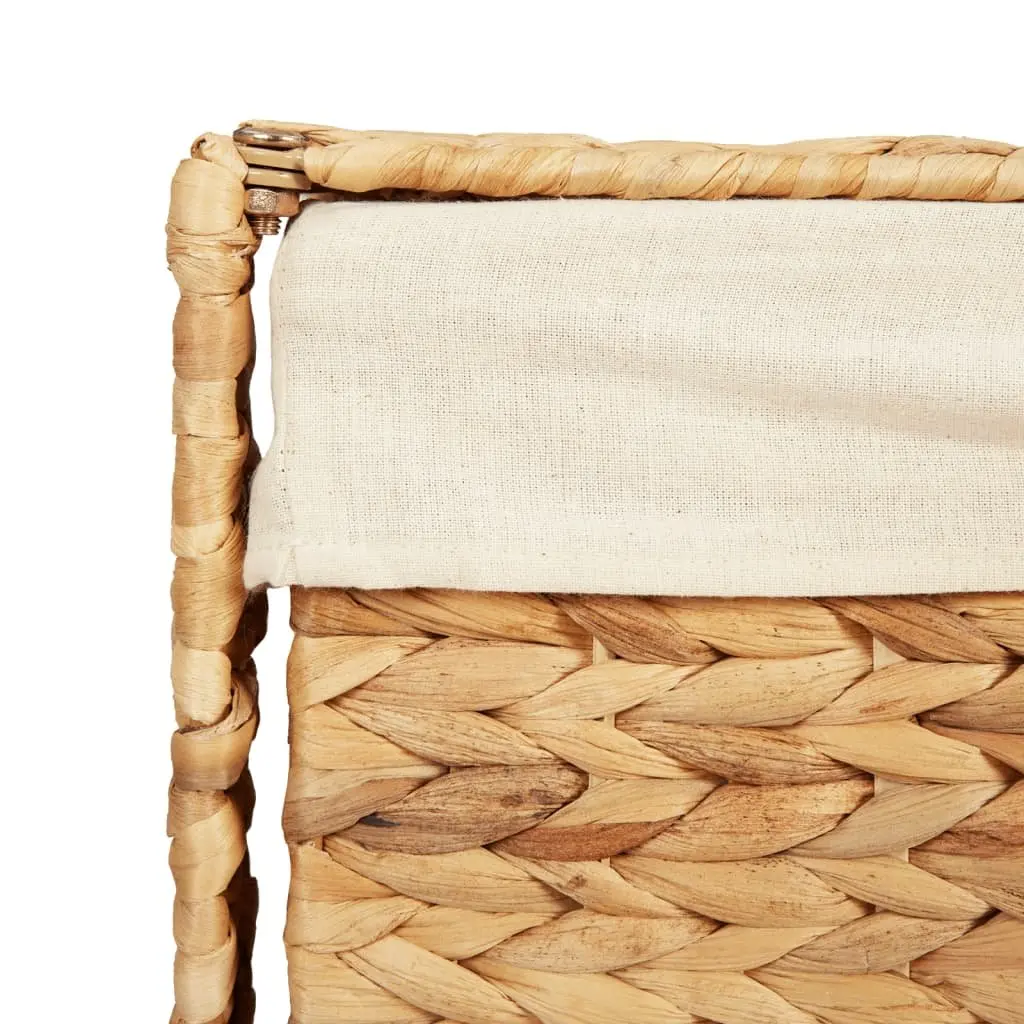 Laundry Basket Brown 44x34x64 cm Water Hyacinth Storage Hamper with Lid Handle