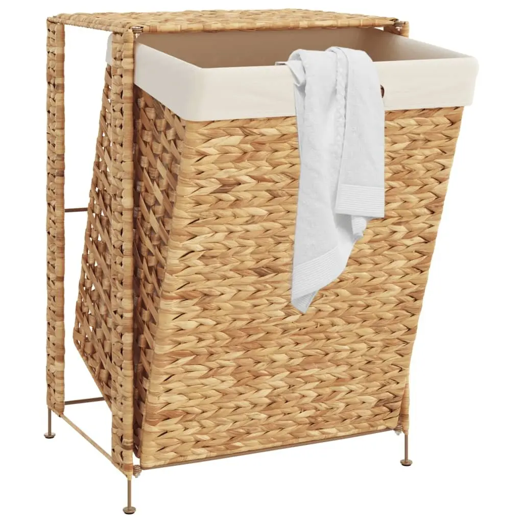 Laundry Basket Brown 44x34x64 cm Water Hyacinth Storage Hamper with Lid Handle