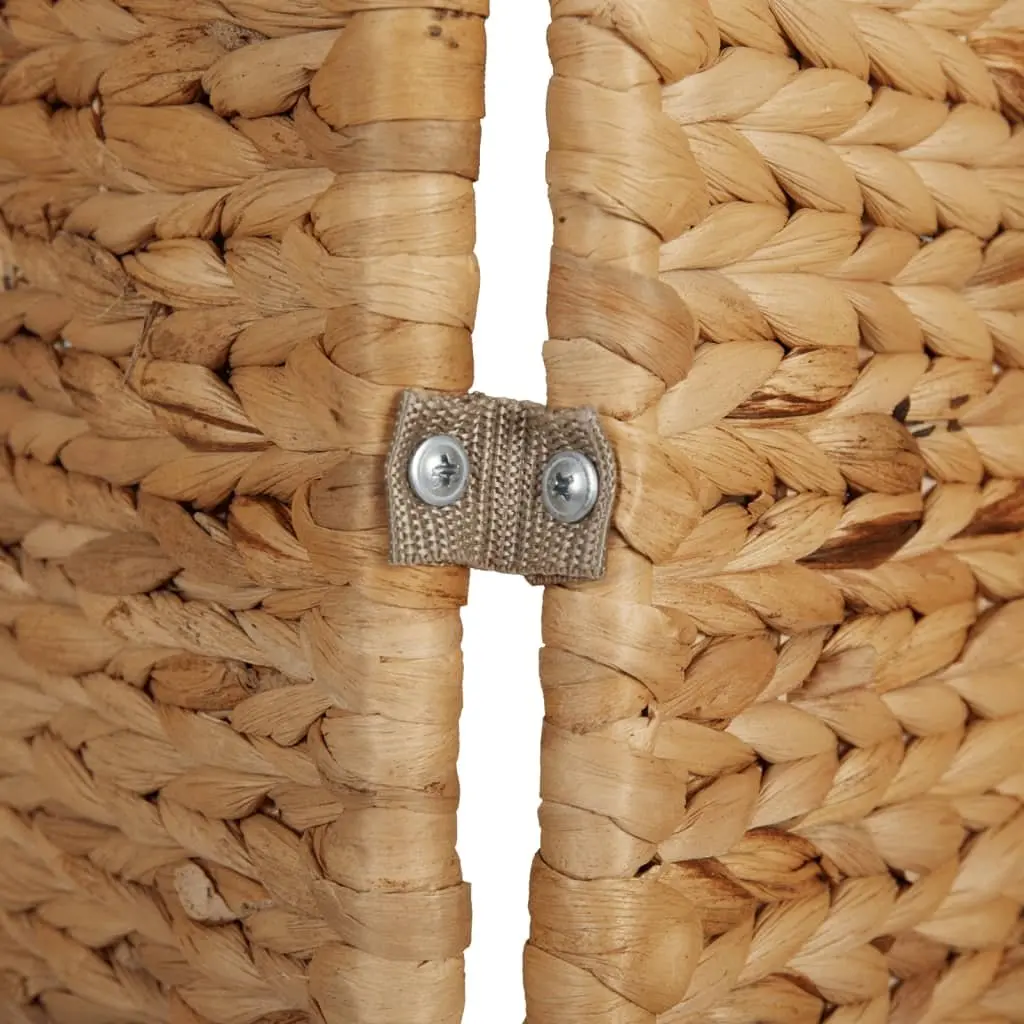 Room Divider Brown 3-Panel Folding Screen Woven Water Hyacinth Privacy Partition