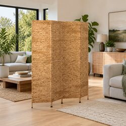 4-Panel Water Hyacinth Room Divider Screen