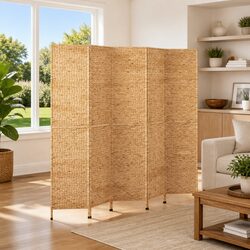 5-Panel Folding Room Divider in Brown