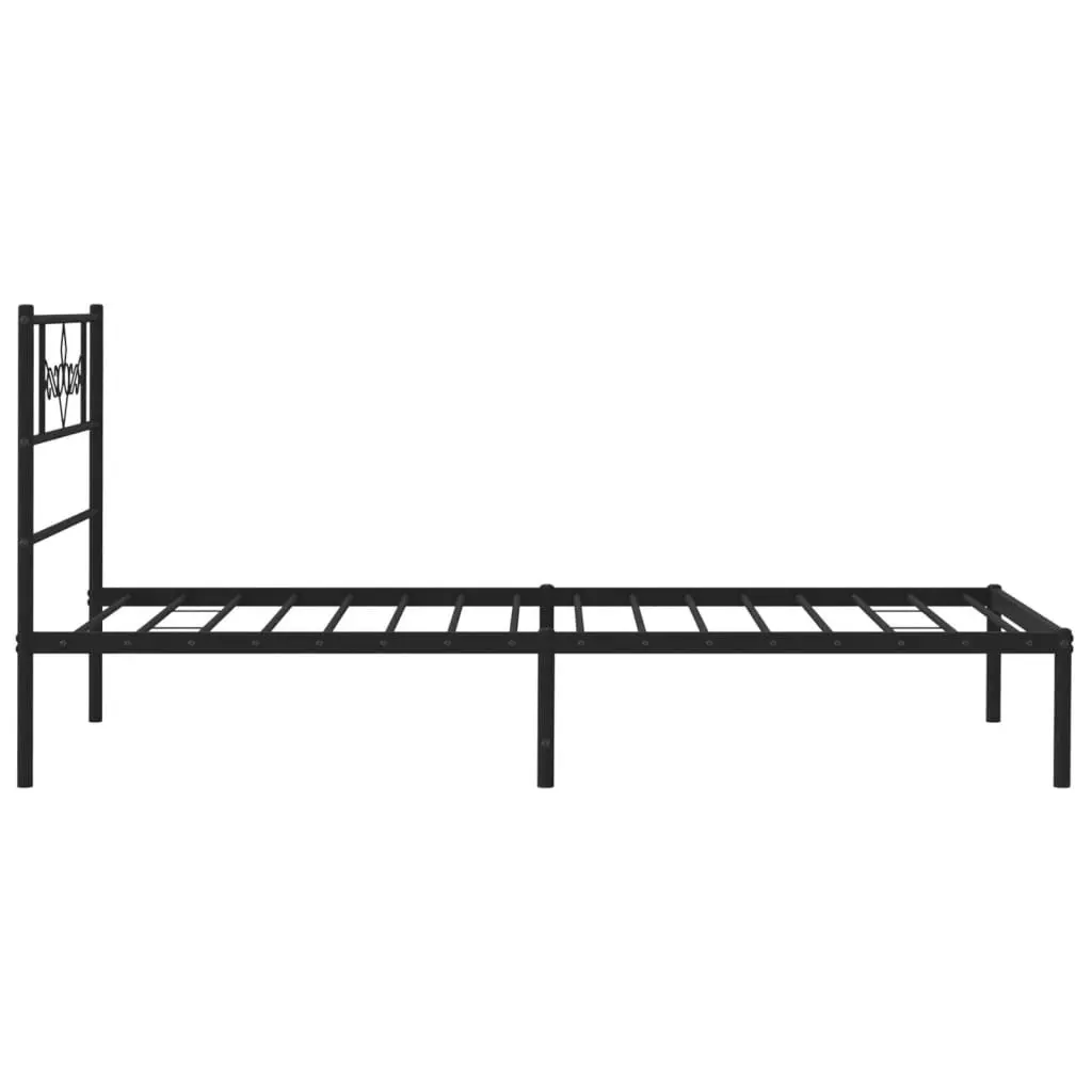 King Single Metal Bed Frame Black 107x203cm Steel Storage Headboard with Slats
