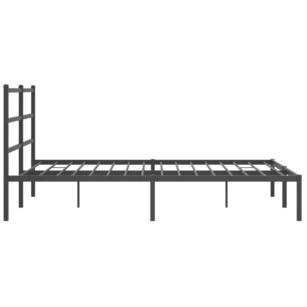 Metal Bed Frame 150x200 cm with Headboard Black Steel Slats Centre Legs