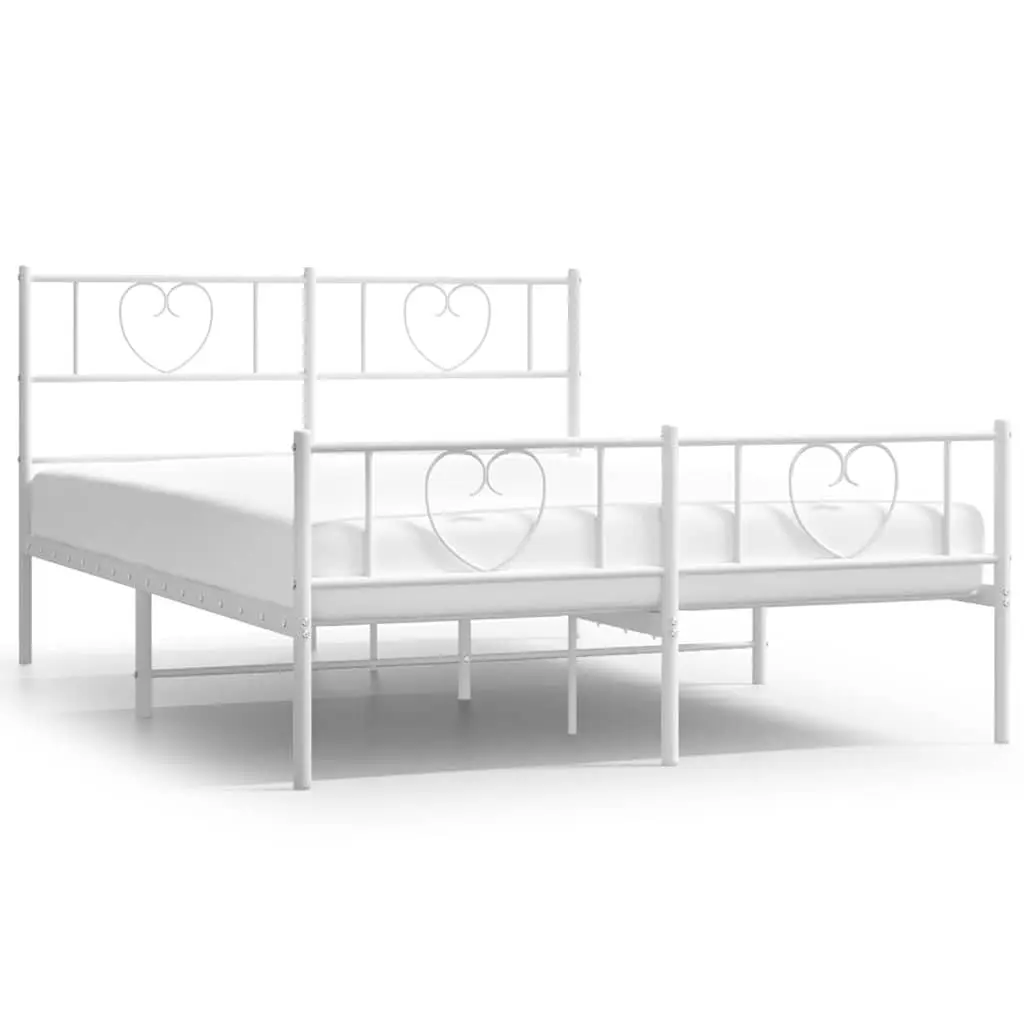 White Metal Bed Frame 150x200 cm with Storage