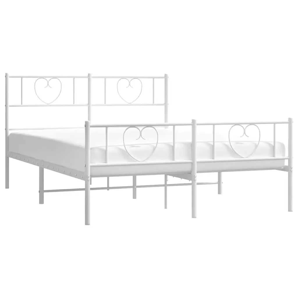 White Metal Bed Frame 150x200 cm with Storage