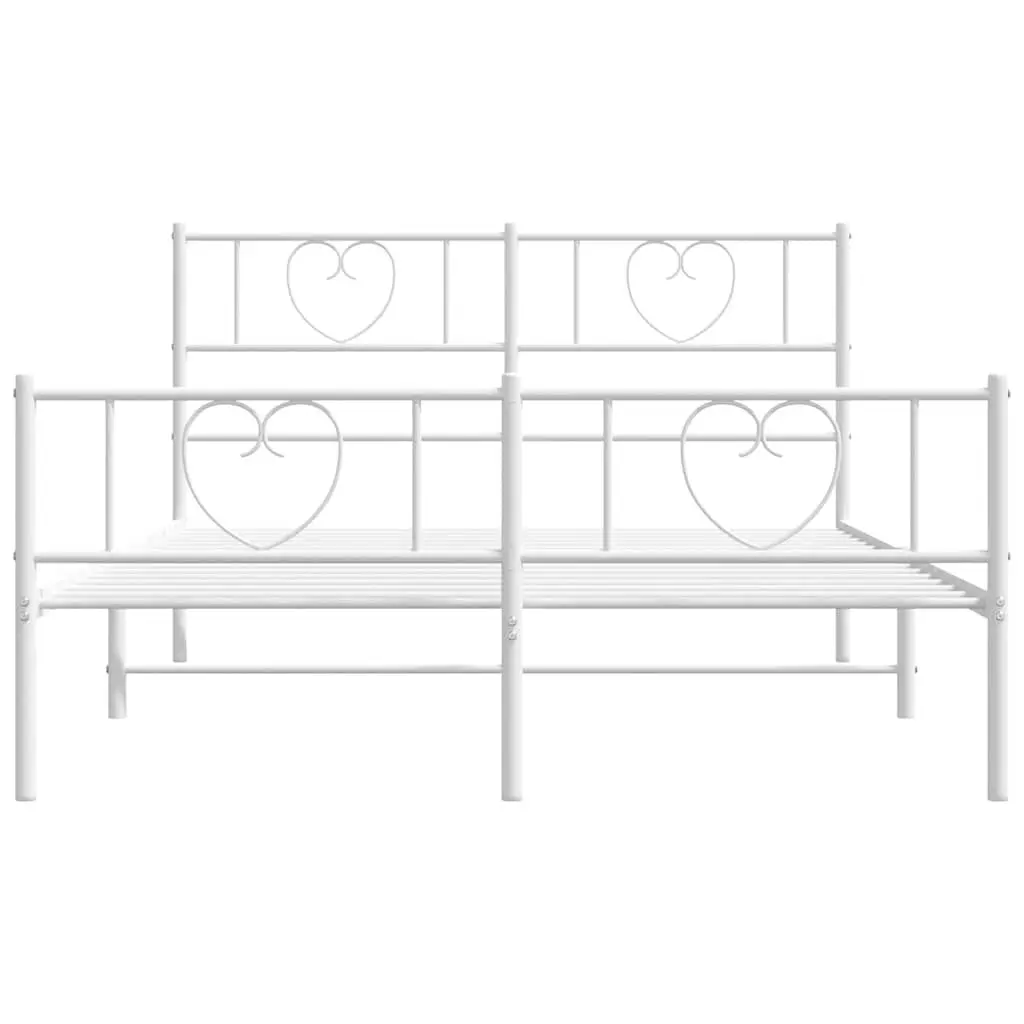 White Metal Bed Frame 150x200 cm with Storage