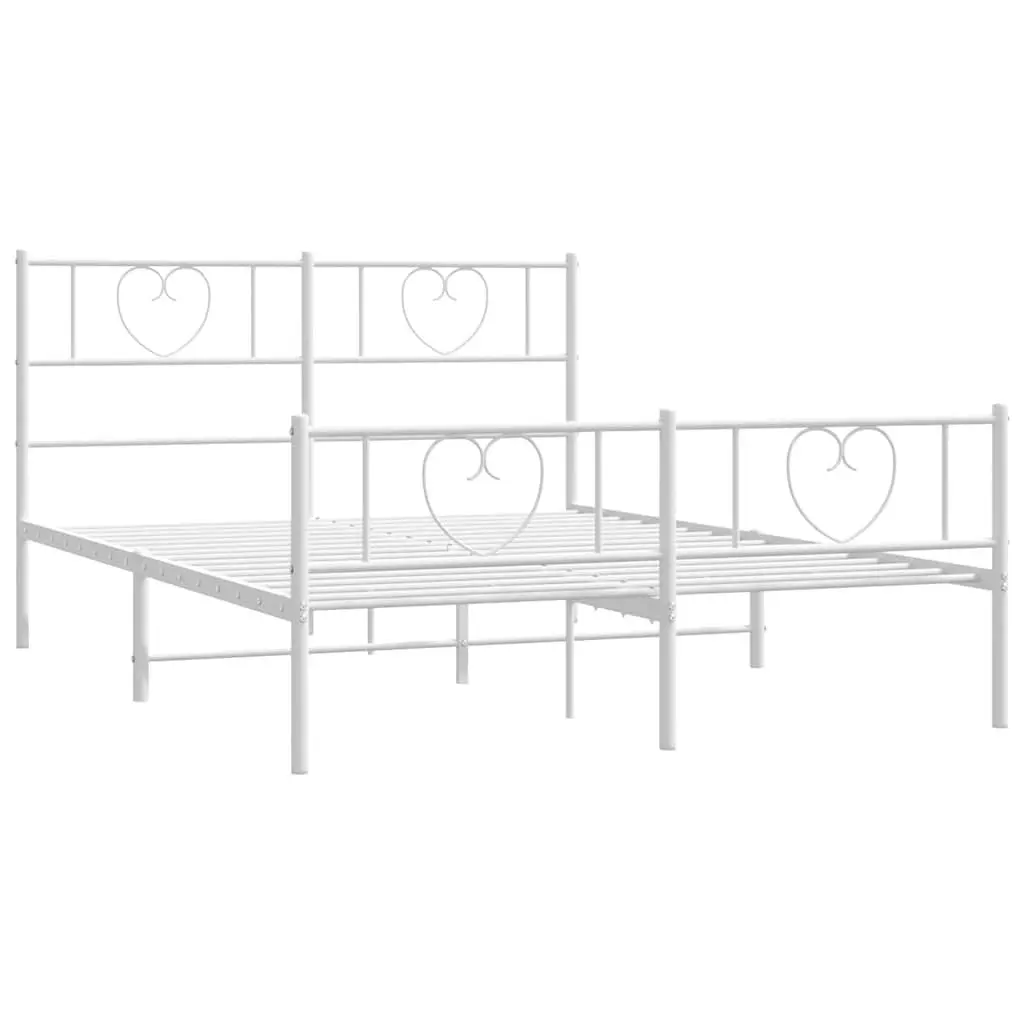 White Metal Bed Frame 150x200 cm with Storage