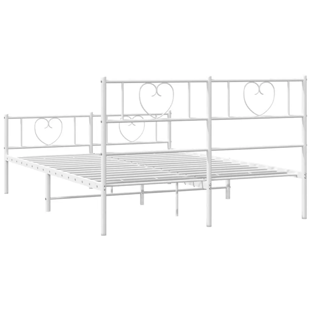 White Metal Bed Frame 150x200 cm with Storage
