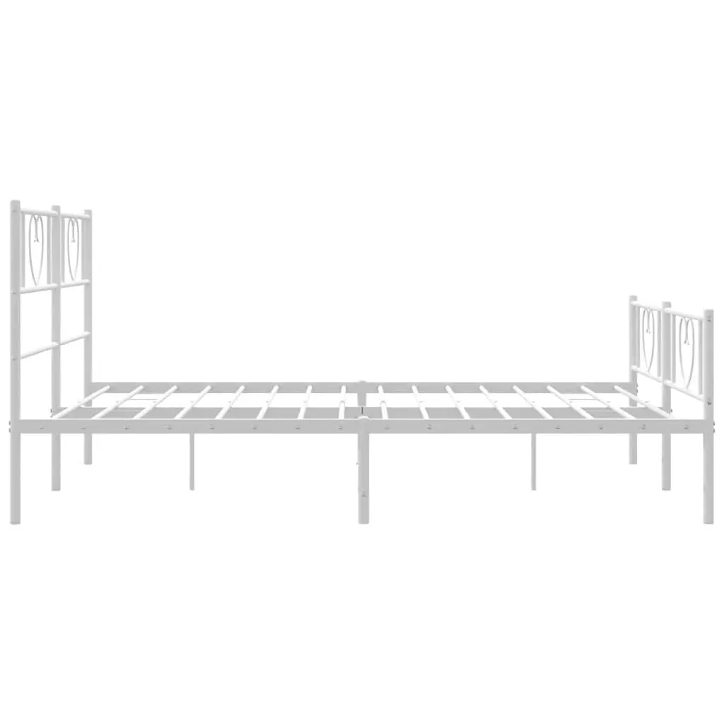 White Metal Bed Frame 150x200 cm with Storage