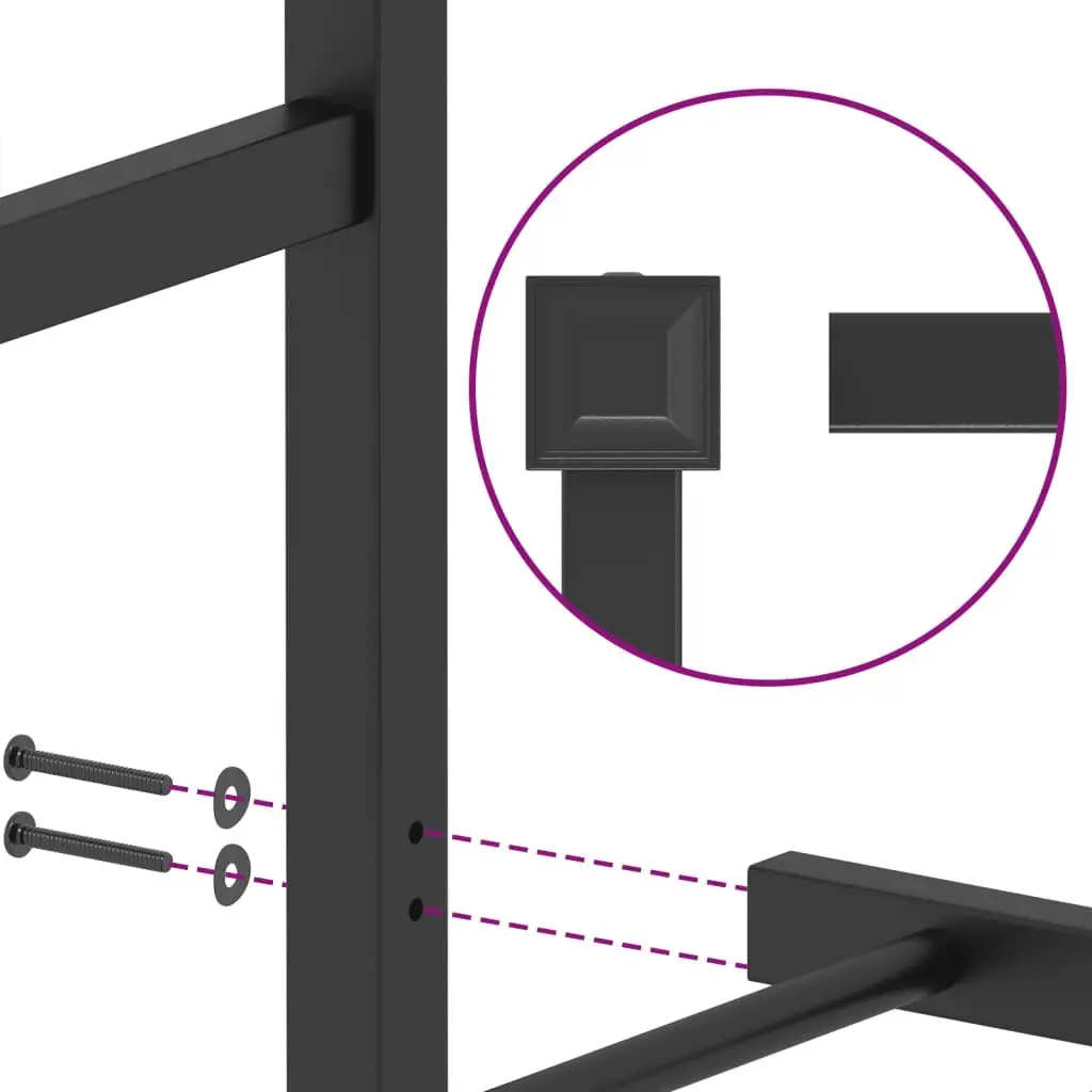 Metal Bed Frame Black 150x200 cm with Headboard Steel Construction