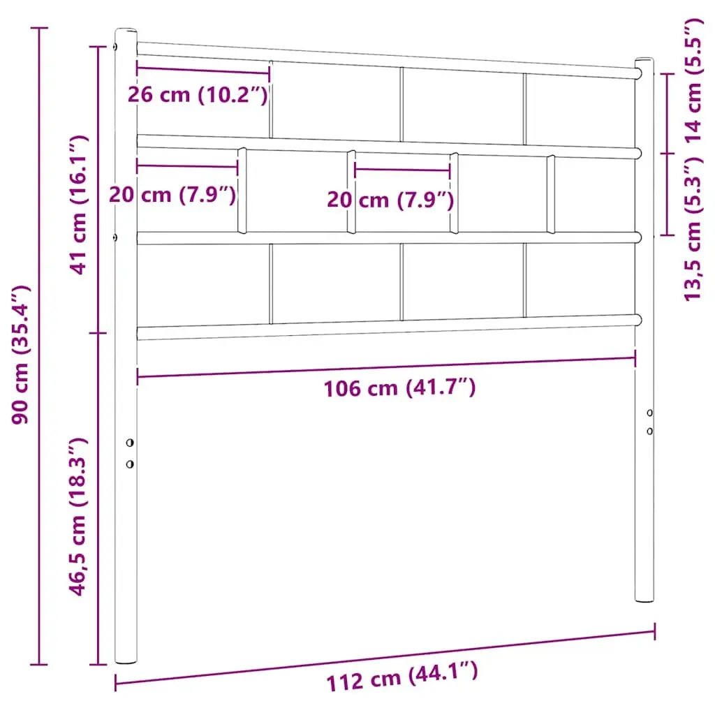 Black Metal 107cm Headboard Bed Frame Support Sturdy Steel Construction