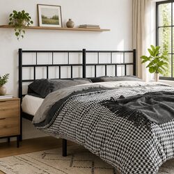 Sleek Black Metal Headboard 135 cm - Stylish Design