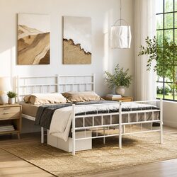Concise Metal Bed Frame 135x190 cm with Footboard