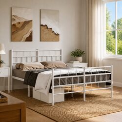 Your New White Metal Bed Frame 150x200 cm Awaits
