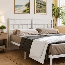 Metal Headboard White 150cm Bed Frame Bedroom Furniture Stylish Design Support