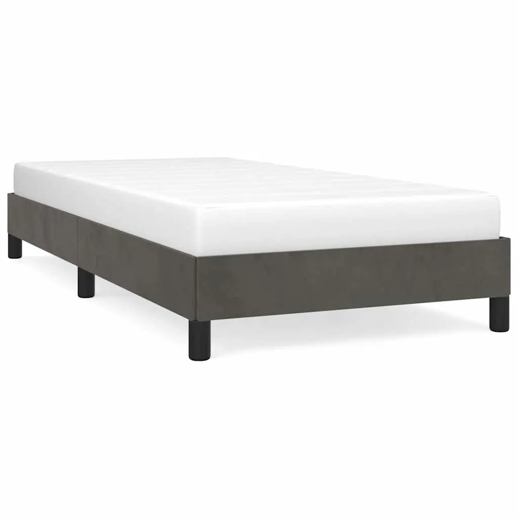 Grey Velvet King Single Bed Frame Upholstered Plywood Slats Supportive Legs