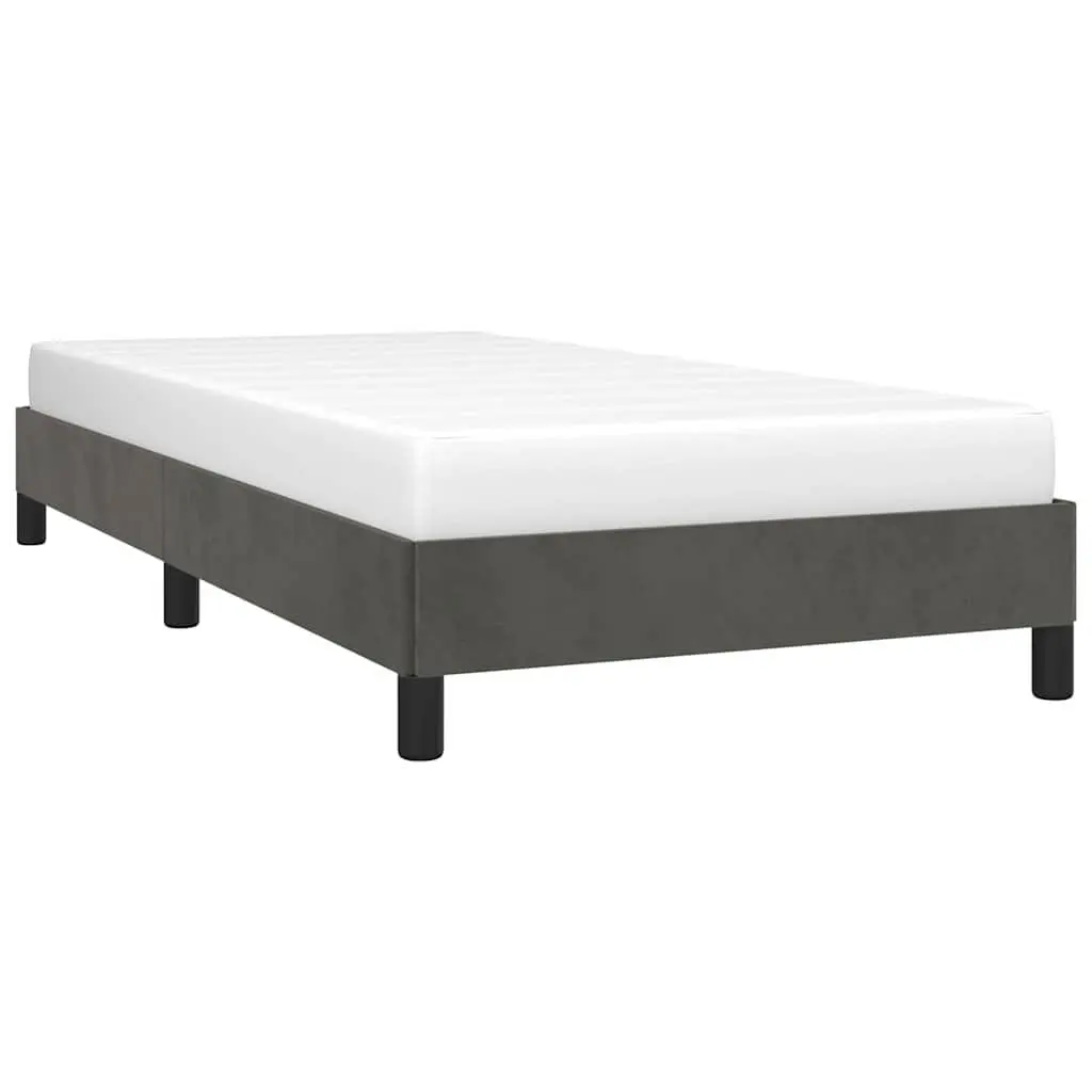 Grey Velvet King Single Bed Frame Upholstered Plywood Slats Supportive Legs