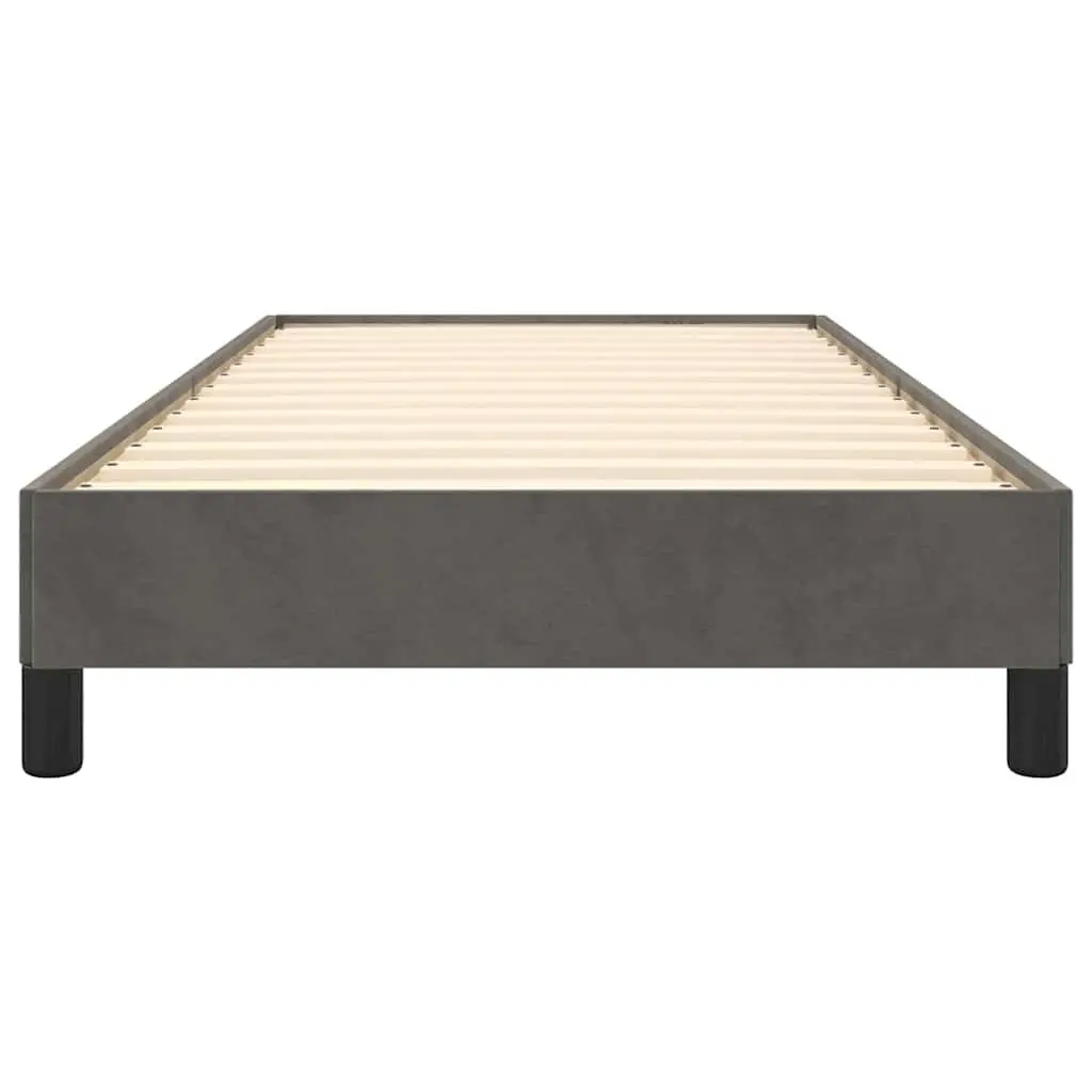 Grey Velvet King Single Bed Frame Upholstered Plywood Slats Supportive Legs
