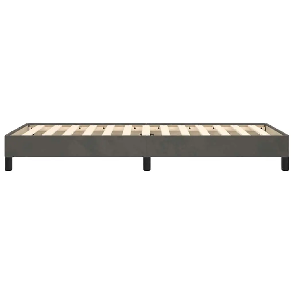 Grey Velvet King Single Bed Frame Upholstered Plywood Slats Supportive Legs