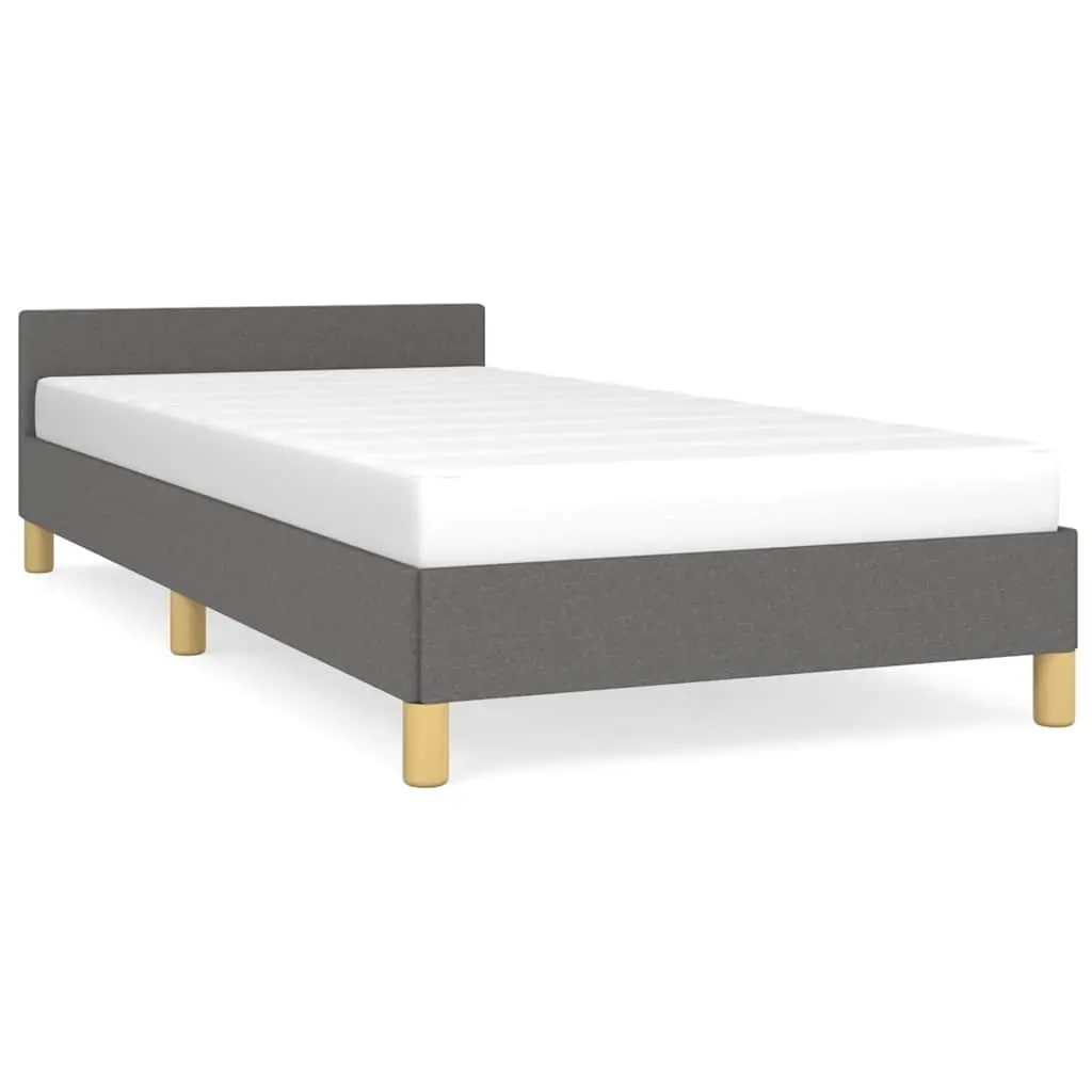 Bed Frame Grey King Single Size Fabric Upholstered Headboard Support
