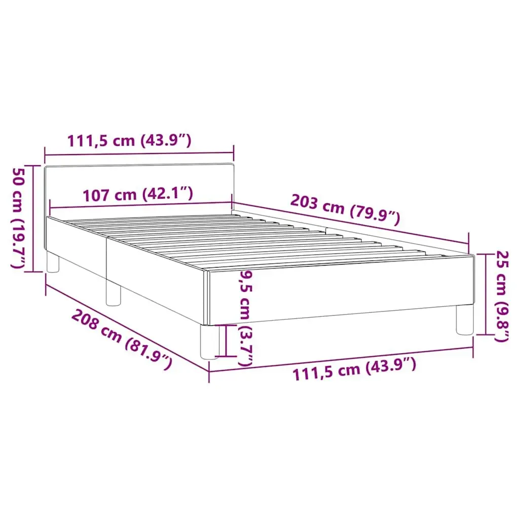 Bed Frame Grey King Single Size Fabric Upholstered Headboard Support