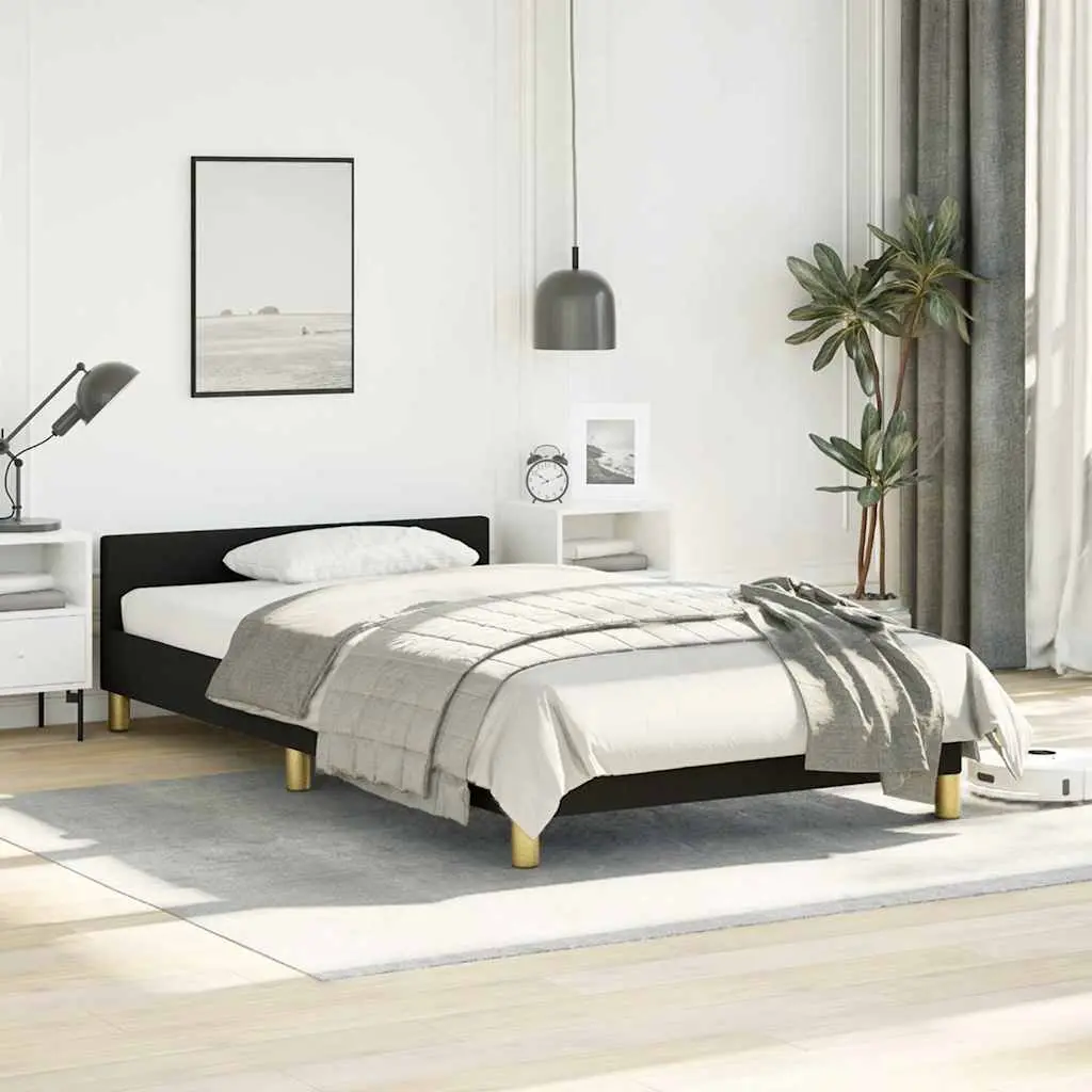 King Single Bed Frame Black Fabric Upholstered Bedroom Furniture No Mattress