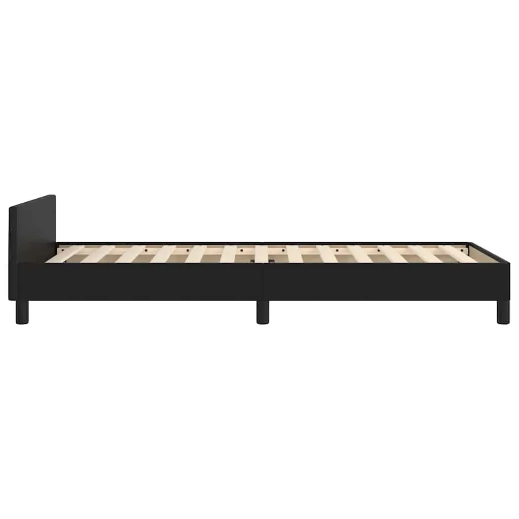 King Single Bed Frame Black Faux Leather Upholstered Platform Base Headboard