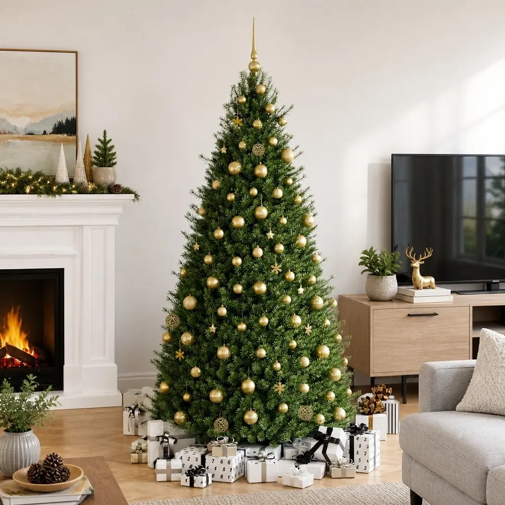 Gold Shatterproof Christmas Bauble Set 111 Pieces Multiple Sizes and Styles Suitable for Tree Garland Wreath and Home Displays