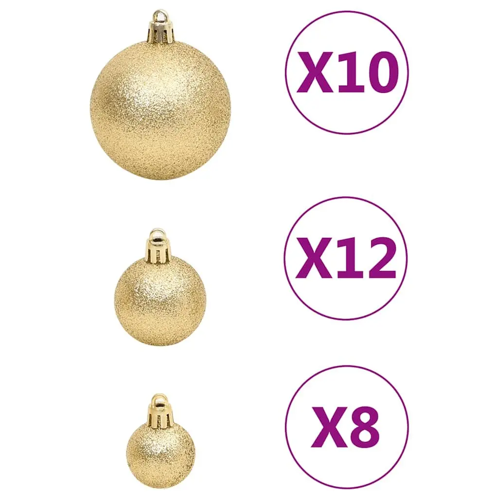 Gold Shatterproof Christmas Bauble Set 111 Pieces Multiple Sizes and Styles Suitable for Tree Garland Wreath and Home Displays