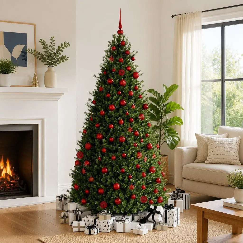 Christmas Bauble Set Red 111 Piece Polystyrene Shatterproof Ornaments Tree Decorations
