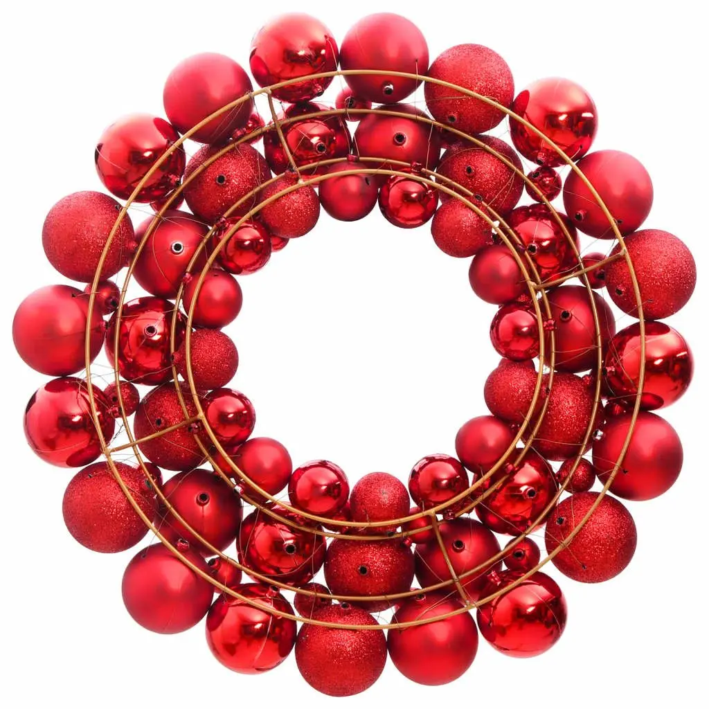 Christmas Wreath Red 45cm Shatterproof Holiday Door Decoration