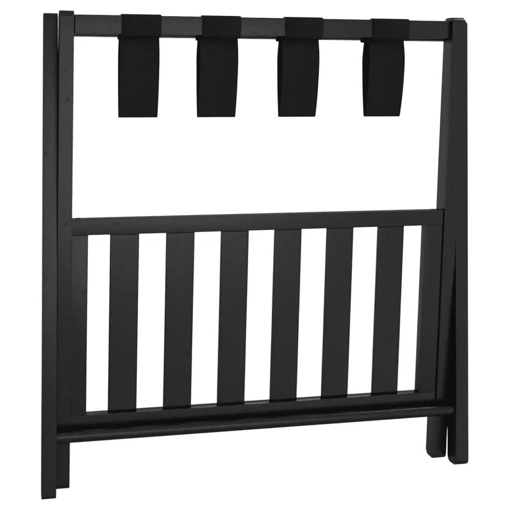 Luggage Rack Black Bamboo Foldable Two Shelf Storage Stand
