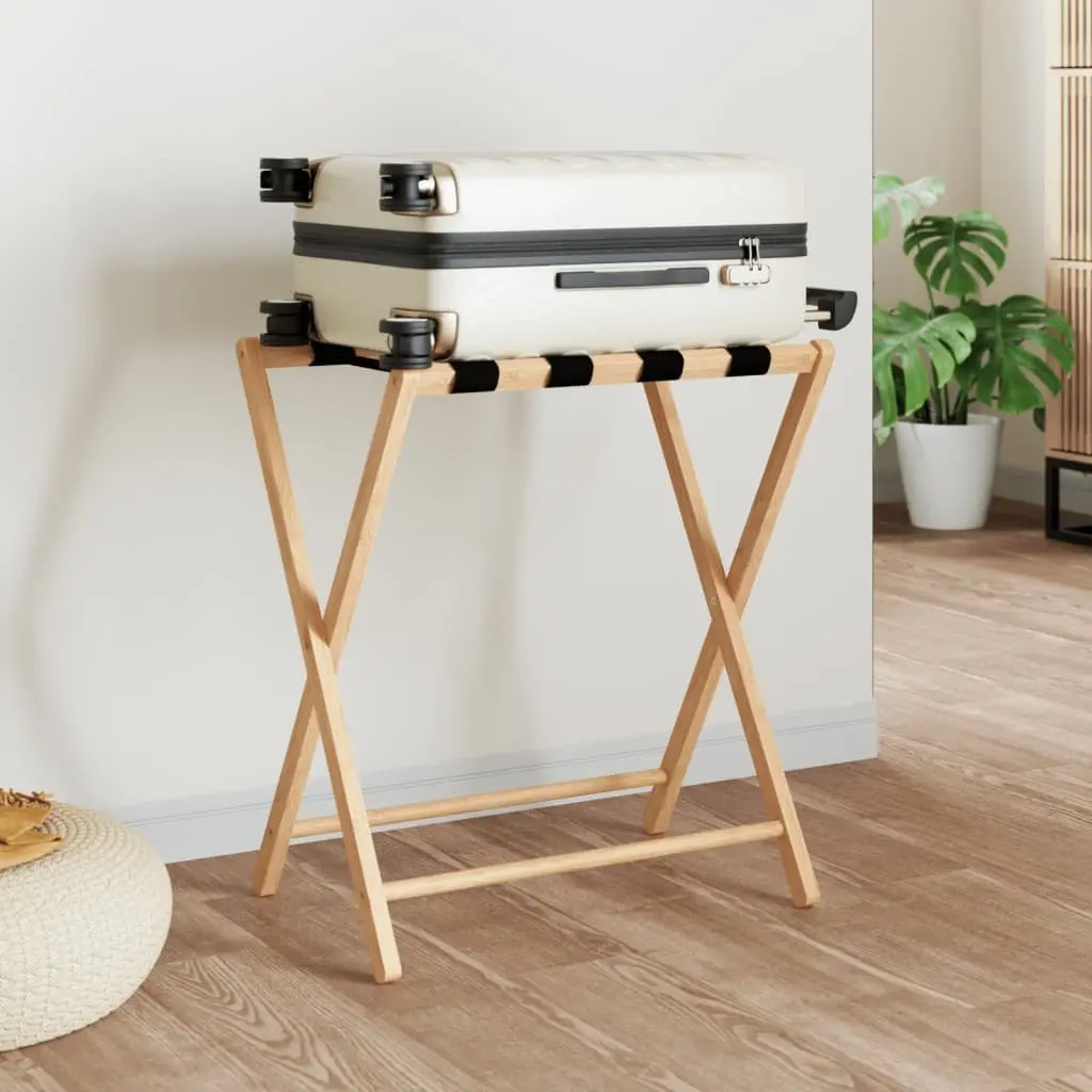 Bamboo Luggage Rack with Sturdy Straps