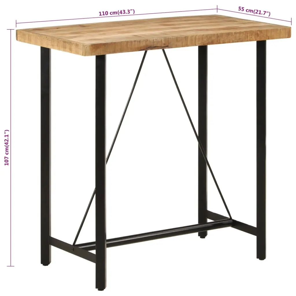 Bar Table Brown 110x55x107 cm Solid Mango Wood Iron Frame