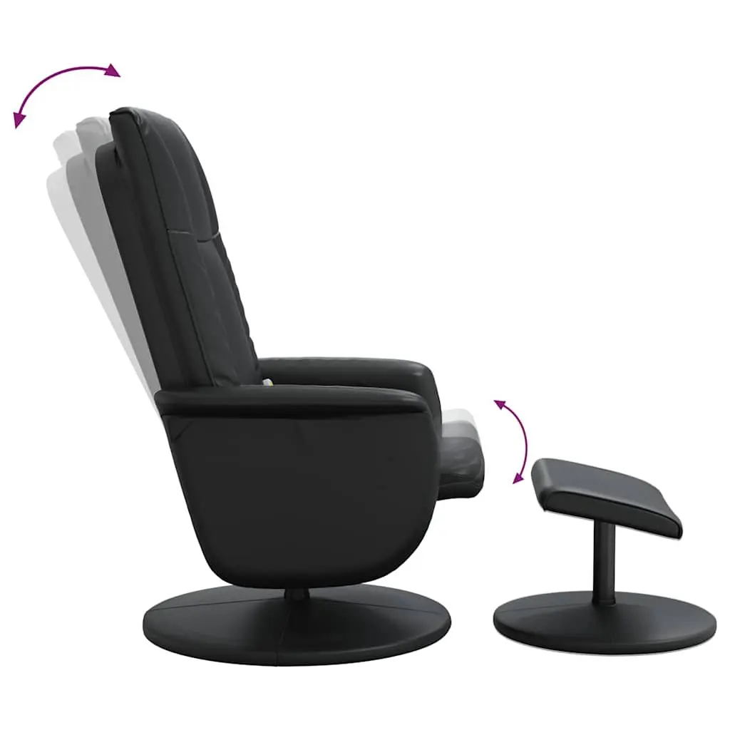 Massage Recliner Chair Black 360 Degree Swivel 6 Point Vibration with Footstool