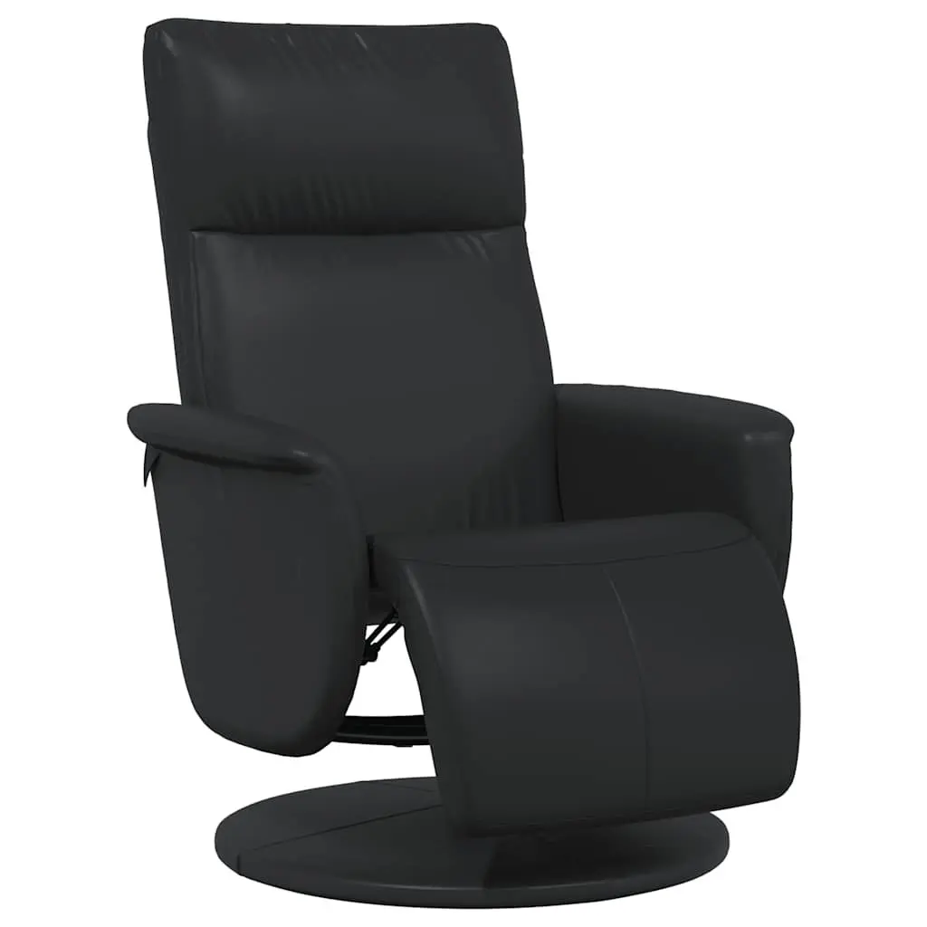 Recliner Chair with Footrest Swivel Armchair Manual Recline Black Faux Leather