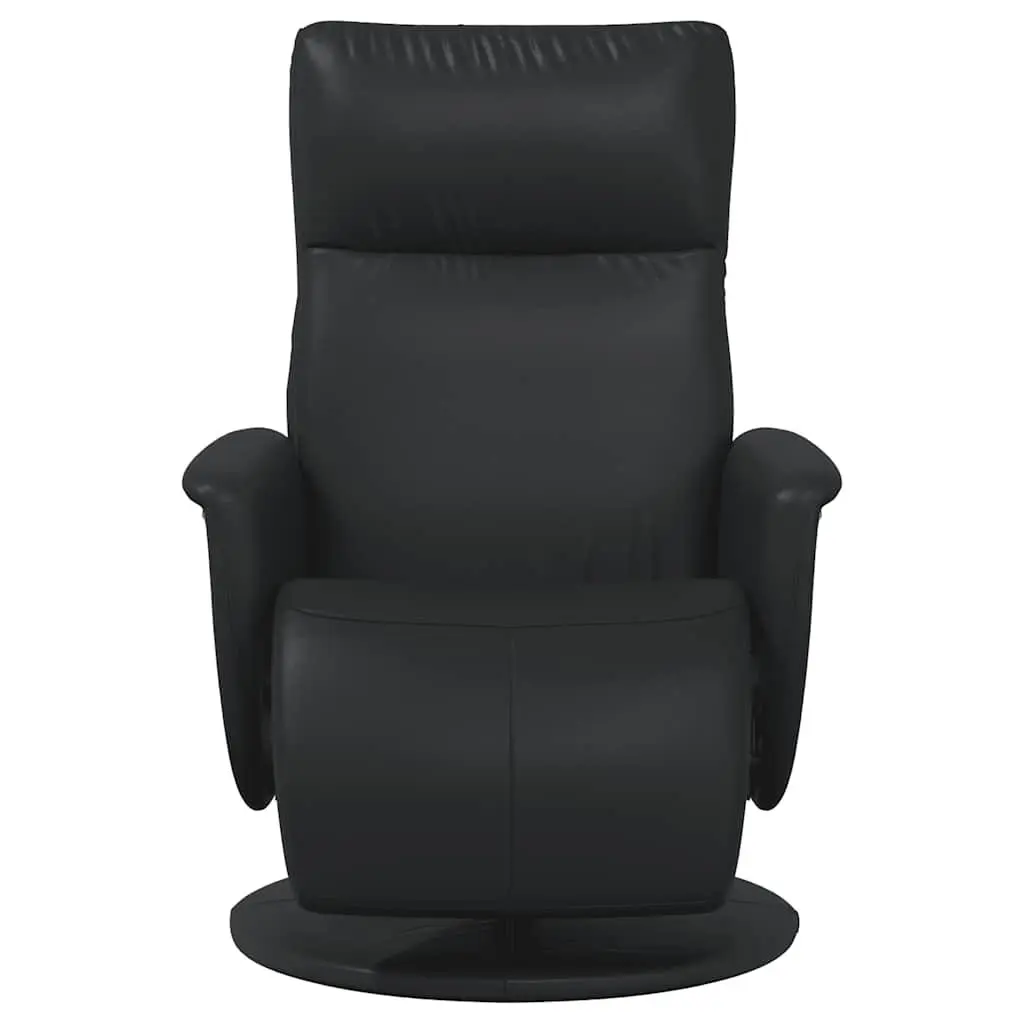 Recliner Chair with Footrest Swivel Armchair Manual Recline Black Faux Leather