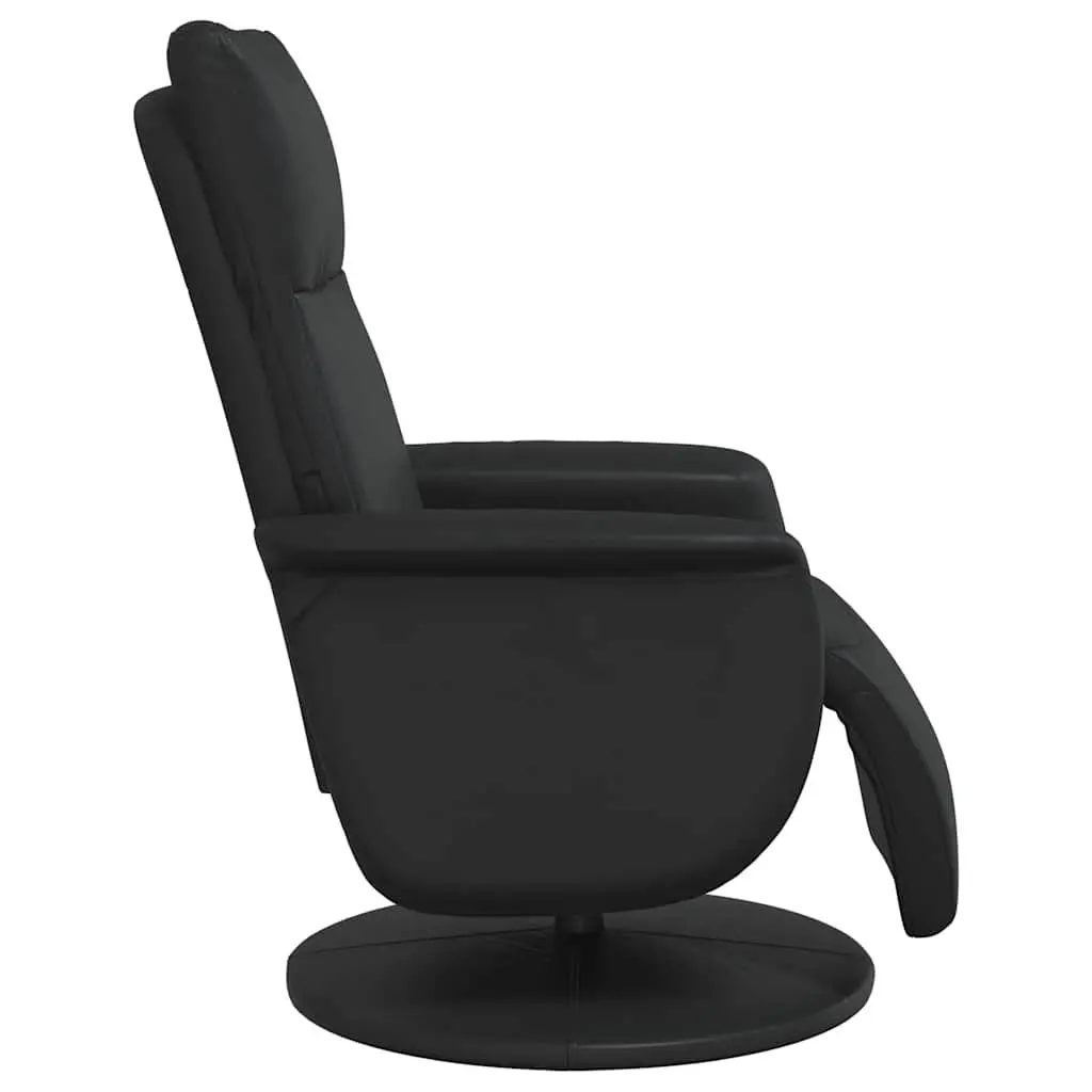 Recliner Chair with Footrest Swivel Armchair Manual Recline Black Faux Leather