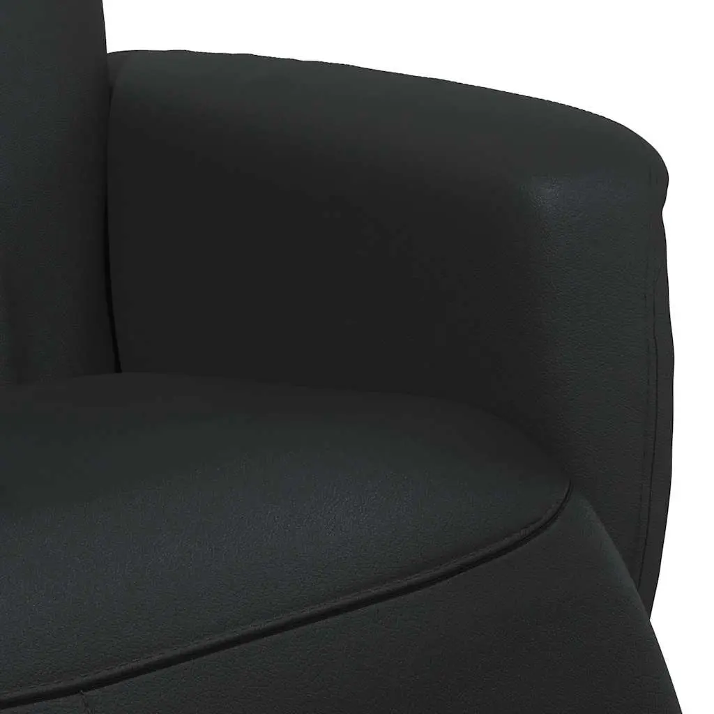 Recliner Chair with Footrest Swivel Armchair Manual Recline Black Faux Leather