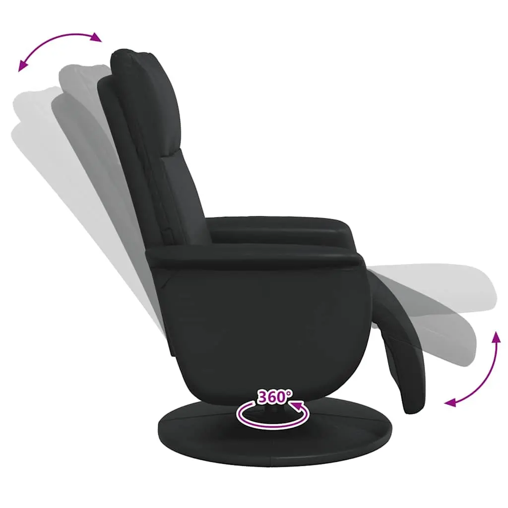 Recliner Chair with Footrest Swivel Armchair Manual Recline Black Faux Leather