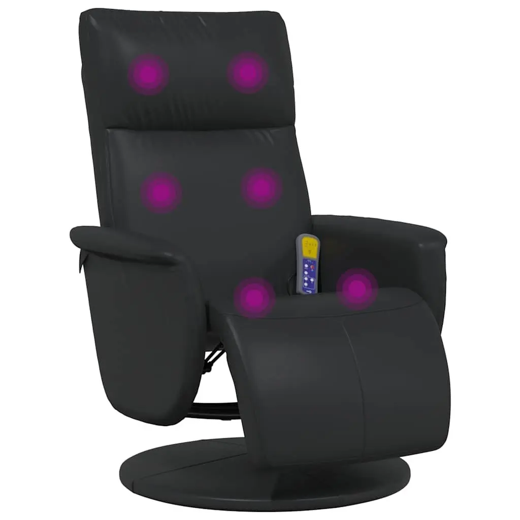 Massage Recliner Chair Black Faux Leather Adjustable Vibration Therapy 360 Degree Swivel