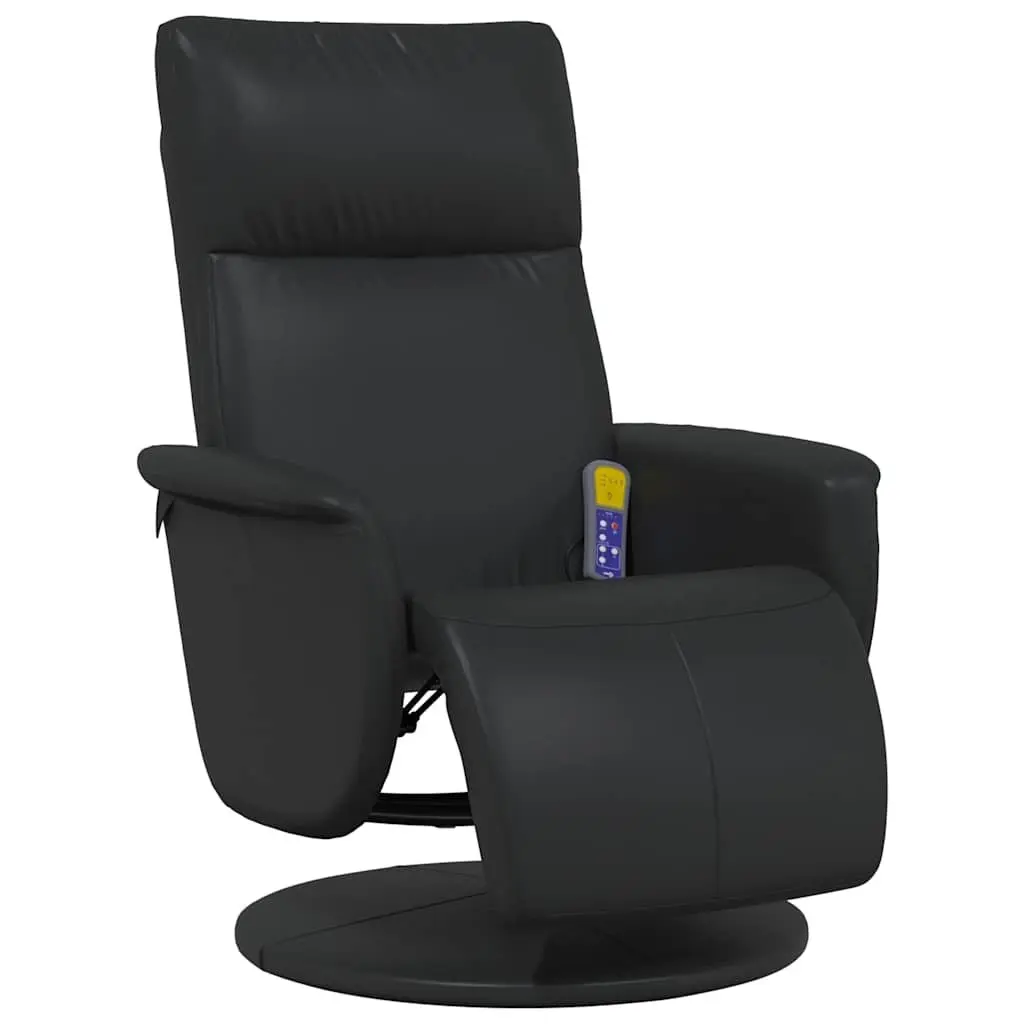 Massage Recliner Chair Black Faux Leather Adjustable Vibration Therapy 360 Degree Swivel